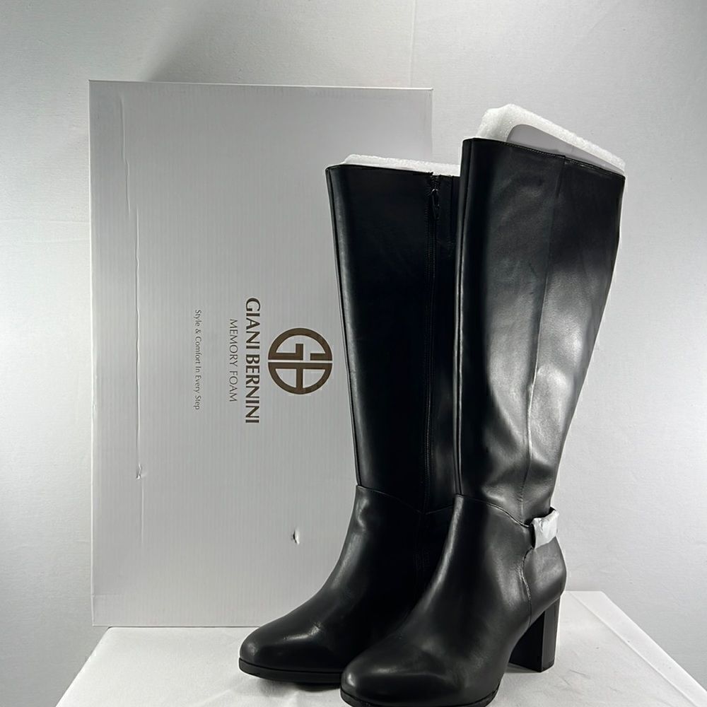 Giani Bernini Adonnysl Memory-Foam Dress Boot Black Wide Calf Size 7.5 M